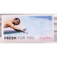 Ergoline Aufsteller „Für Sie frisch desinfiziert“ mit Logo