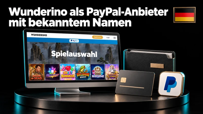 Deutschsprachige Wunderino-Spielauswahl in einer schwarzen Studiokomposition mit deutscher Flagge