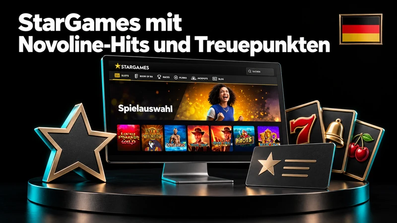 Deutschsprachige StarGames-Spielauswahl in einer schwarzen Studiokomposition mit deutscher Flagge