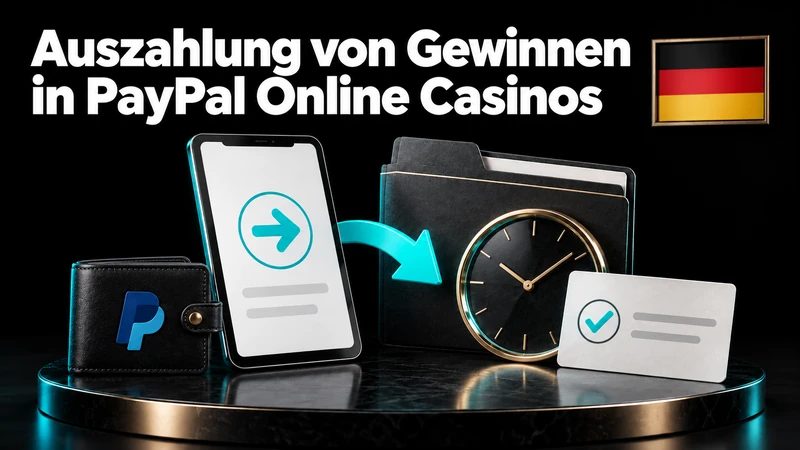 Auszahlungsantrag und Transfer mit Smartphone, Uhr, Bestätigungskarte und PayPal-Geldbörse
