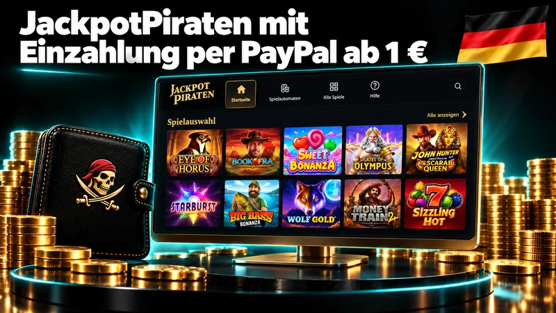 JackpotPiraten mit Einzahlung per PayPal ab 1 € – Illustration mit Deutschlandflagge