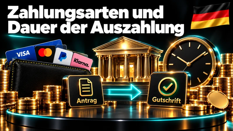 Zahlungsarten und Dauer der Auszahlung – Illustration mit Deutschlandflagge