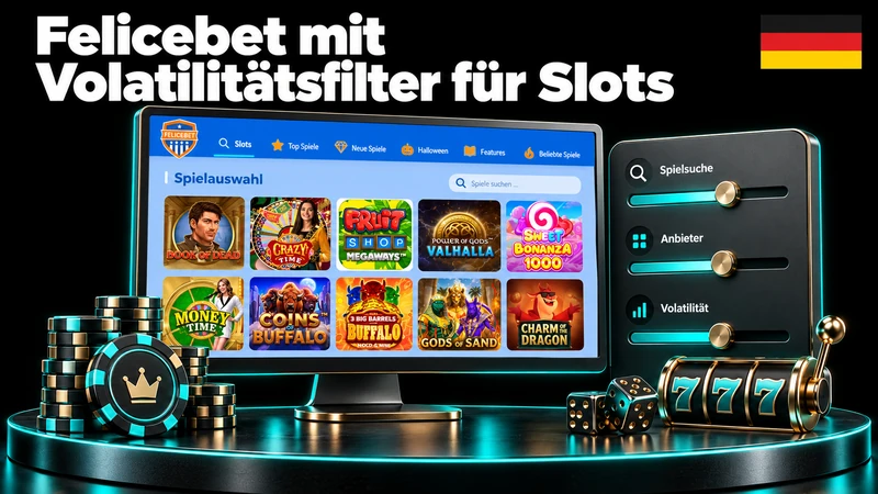 Felicebet Lobby mit Reglern zur Suche und Volatilität
