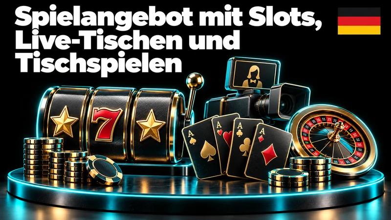Slots, Roulette, Karten und Kamera für unterschiedliche Spielarten