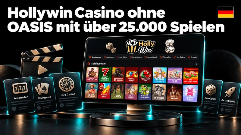 Hollywin Casino ohne OASIS mit über 25.000 Spielen