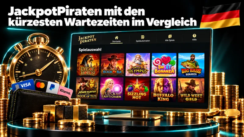 JackpotPiraten mit den kürzesten Wartezeiten im Vergleich – Illustration mit Deutschlandflagge