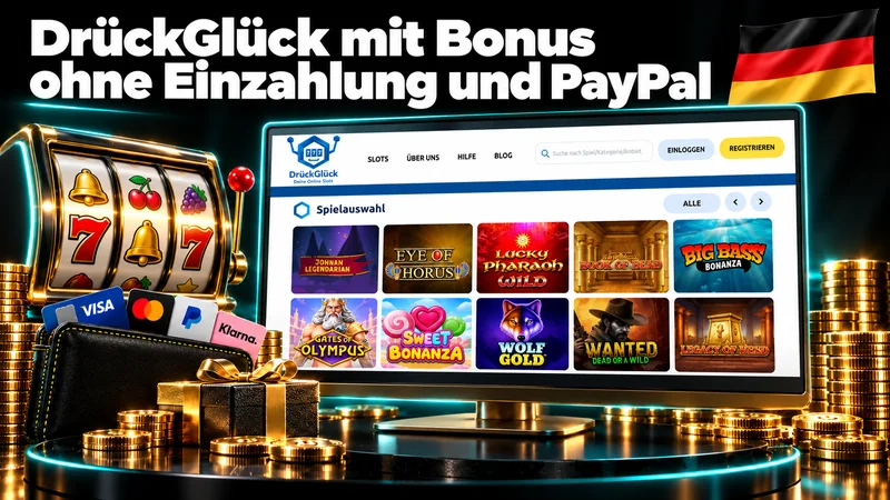 DrückGlück mit Bonus ohne Einzahlung und PayPal – Illustration mit Deutschlandflagge