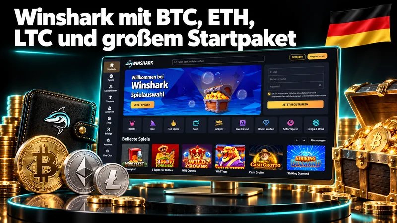 Winshark-Oberfläche mit Bitcoin, Ethereum, Litecoin und Startpaket