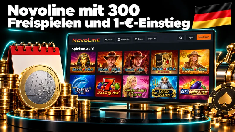Novoline mit 300 Freispielen und 1-€-Einstieg – Illustration mit Deutschlandflagge