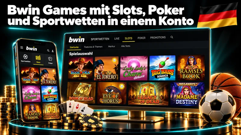 Bwin Games mit Slots, Poker und Sportwetten in einem Konto – Illustration mit Deutschlandflagge