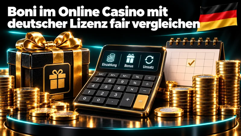 Boni im Online Casino mit deutscher Lizenz fair vergleichen – Illustration mit Deutschlandflagge