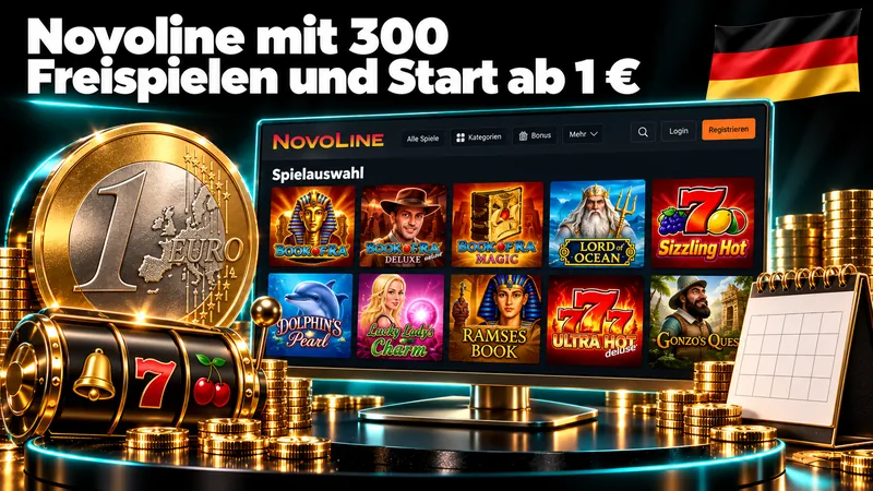 Novoline mit 300 Freispielen und Start ab 1 € – Illustration mit Deutschlandflagge