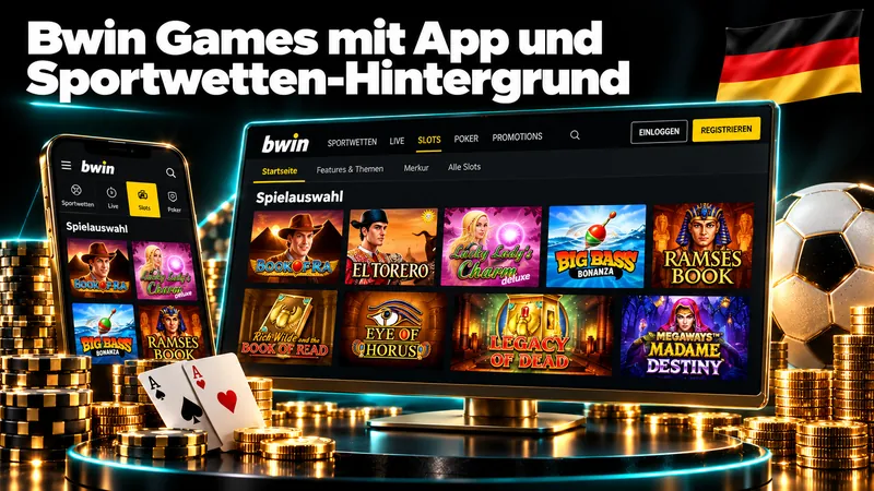 Bwin Games mit App und Sportwetten-Hintergrund – Illustration mit Deutschlandflagge
