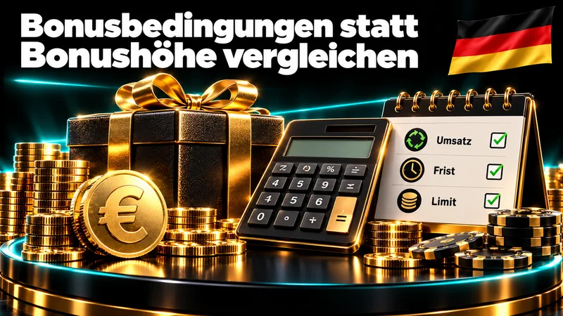 Bonusbedingungen statt Bonushöhe vergleichen – Illustration mit Deutschlandflagge